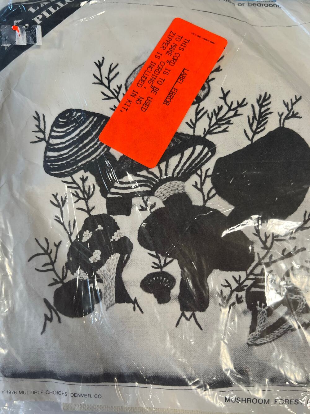 1976 Crewel Mushroom 17” Pillow Kit Unopened